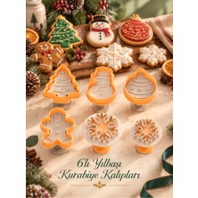 Mapple Home 6'lı Yılbaşı Kurabiye Kalıbı Kar Tanesi Çam Ağacı Kardan Adam Yılbaşı Gingerbreadman Christmas