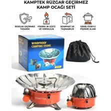 Kamptek Kamp Teknolojisi Rüzgar Geçirmez Portatif Kamp Ocağı Seti - Katlanabilir Mini Kamp Ocağı Rüzgarklıklı Mini Kamp Piknik Motorcu Deprem Acil Durum Ocağı Portatif