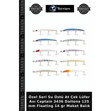 Terrien Özel Seri Su Üstü At Çek Lüfer Avı Captain 3436 Daitona 125 mm Floating 14 gr Maket Balık
