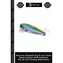 Terrien Özel Seri Hareketli Sığ Su Avı Yüzen Model Captain 3430 Combiner Pop 90 mm Floating Maket Balık
