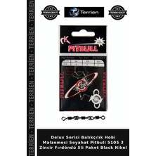 Terrien Delux Serisi Balıkçılık Hobi Malzemesi Seyahat Pitbull 5105 3 Zincir Fırdöndü 5li Paket Black Nikel