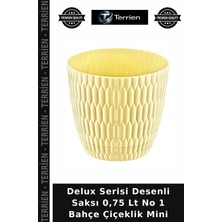 Terrien Delux Serisi Desenli Saksı 0,75 Lt No 1 Bahçe Çiçeklik Mini