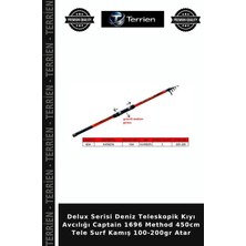 Terrien Delux Serisi Deniz Teleskopik Kıyı Avcılığı Captain 1696 Method 450CM Tele Surf Kamış 100-200GR Atar