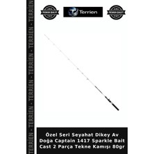 Terrien Özel Seri Seyahat Dikey Av Doğa Captain 1417 Sparkle Bait Cast 2 Parça Tekne Kamışı 80GR