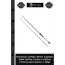Terrien Premium Carbon Deniz Captain 1364 Safina Carbo-X 244CM 2 Parça Spin Kamış 7-28GR