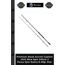 Terrien Premium Atçek Avcılık Captain 1441 Blue Spin 245CM 2 Parça Spin Kamış 8-28GR Atar