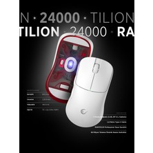 Rampage Tilion Kablosuz Beyaz 24000 DPI 3311 Sensor Şarjlı 80 Million Huano Switch Gaming Oyuncu Mouse