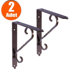 Badem10 Ferforje Raf Altı Ayak Dekoratif Raf Tutucu 135 x 190 mm Bakır Renk 2 Adet Metal Montaj Aparatı
