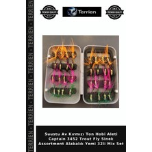 Terrien Suustu Av Kırmızı Ton Hobi Aleti Captain 3452 Trout Fly Sinek Assortment Alabalık Yemi 32LI Mix Set