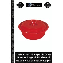 Terrien Delux Serisi Kapaklı Orta Hamur Leğeni Ev Gereci Hazırlık Kabı Pratik Leğen