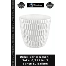 Terrien Delux Serisi Desenli Saksı 6,5 Lt No 5 Bahçe Ev Balkon