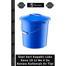 Terrien Özel Seri Kapaklı Lüks Kova 19 Lt No 4 Su Kovası Kullanışlı Ev Tipi