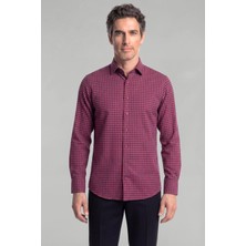 Bisse Kırmızı Regular Fit %100 Pamuk Flanel Mini Kareli Gömlek GMFLN0122300203_D24