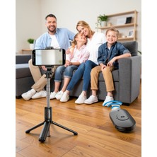Aparim Selfie Çubuğu 360 Derece Dönebilen 3 Ayaklı Tripod Uzaktan Kumanda Bluetooth