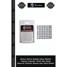 Terrien Delux Serisi Bebek Gözü Maket Yapımı Captain 7632 Göz 6mm Naturel Silikon Damla Göz 64LÜ Paket