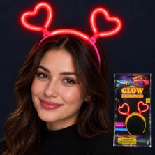 Hace Bazaar Glow Neon Işıklı Kalp Şekilli Kırmızı Glow Taç -Hcb