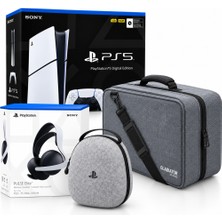 Sony Playstation 5 Dijital Slim + Pulse Elite Kulaklık (Bilkom) + Gladiator Ps5 Çantası Gri + Kulaklık Çantası