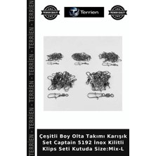 Terrien Çeşitli Boy Olta Takımı Karışık Set Captain 5192 Inox Kilitli Klips Seti Kutuda Size:mix-L