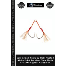 Terrien Spin Avcılık Tuzlu Su Hobi Mustad Alpha Point Ruthless Slow Flash Asist Olta Iğnesi A-Assıst4