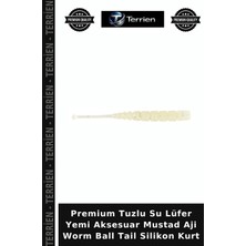 Terrien Premium Tuzlu Su Lüfer Yemi Aksesuar Mustad Aji Worm Ball Tail Silikon Kurt