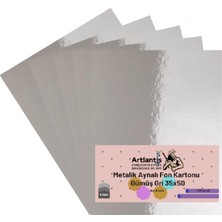 Artlantis Gümüş Gri 35X50 Metalik Aynalı Fon Kartonu 5 Adet 1 Paket Artlantis Aynalı Metalik Fon Kartonu