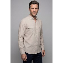 Bisse Kahverengi Regular Fit %100 Pamuk Paşa Yaka Spor Gömlek GM23K232050_D11