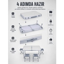 Bucuks Valiz Tipi Katlanabilir Piknik Masası 4 Tabureli Taşınabilir Kamp Masası