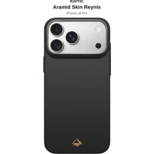 iPhone 18 Pro Uyumlu Kılıf M-Safe Şarj Özellikli Raptic Aramid Skin Reynis Serisi Karbon Kapak Siyah
