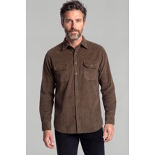 Bisse Kahverengi Regular Fit %100 Pamuk Kadife Gömlek GMKDF12301300_D11