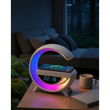 SDT Kablosuz Şarjlı LED Işıklı Masa Saati Bluetooth Hoparlör Uczzzgoogledigital-1
