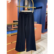 Önü Dikişli Bol Paça Pantolon Lacivert