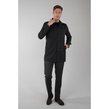 Bisse Siyah Regular Fit Polyester Pardösü Trençkot Pardesü TRCN25Y25001_D99