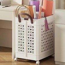 Hyper Group Katlanabilir Dekoratif Organizer | Plastik Malzeme ile 50 lt Kapasiteli Tekerlekli Çamaşır Sepeti