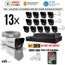 Karer 13'lü Ip Kamera-Poeli-5mp-Ultra Hd-4k 1920 Çözünürlük-Sesli-Gece Renkli Görüş-Insan ve Plaka Algılam