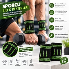 Vida Nova 2'li Sporcu Bilek Desteği Siyah Yeşil Esnek Örgü Bileklik Fitness ve Günlük Kullanım