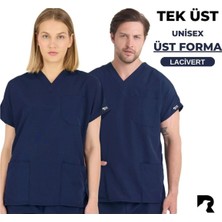 Raven Uniform Unisex Likralı Doktor Hemşire Forması Medikal Forma Cerrahi Üst Ince Kumaş (Üst)