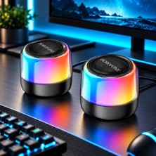 CoverZone Borofone Çiftli Rgb Işıklı Kablolu Veya Kablosuz Stereo Speaker Bluetooth Hoparlör Taşınabilir Hoparlör Ofis ve Ev Tv ve Bilgisayar Için Kablosuz Hoparlör BP12