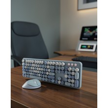Hazal Boutique Kablosuz Retro Klavye ve Fare Seti 104 Tuşlu UCZZZQW02KLAVYEMOUSE-1
