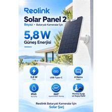 Reolink Solar Panel 2 Beyaz Güneş Paneli - 6W Type-C Hızlı Şarj