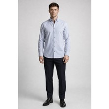 Bisse Gri Regular Fit Cepsiz Uzun Paşa Yaka Gömlek BSGMKLS26306_C55