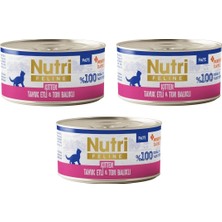 Kitten Tavuk Etli ve Ton Tahılsız Yavru Kedi Konservesi 70 Gr. x 3 Adet - Prebiyotik Ilaveli