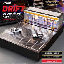 Emirgan Drift Avm Otopark Diorama Maket Kiti Şerit LED Işıklı Dıy Montaj Seti Model Araba Dahil