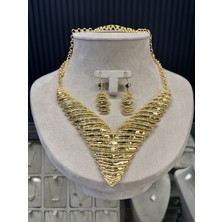 Geniş Yaka Set - 22 Ayar Altın Kaplama