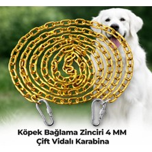 4 Metre Sarı Köpek Bağlama Zinciri 4 mm Gezdirme 2 Vidalı Karabina Dayanıklı