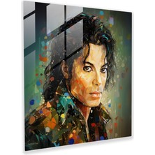 Popcasso Michael Jackson Cam Tablosu - Soyut Ikonik Görüntüler - Zamansız Çekicilik Temperli Cam Tablo