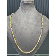 Pirinç Halat Zincir 22 Ayar Altın Kaplama 80 cm 4mm
