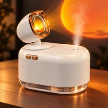 Coverzone 300 ml Gün Batımı Projektörlü Ultrasonik Hava Nemlendirici, RGB LED Gece Lambası, 2 Buhar Modlu, USB Masaüstü Buhar Makinesi, AX213