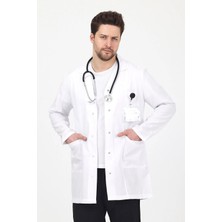 Raven Uniform Uzun Kol Beyaz Erkek Önlük Ceket Boy Apaş Yaka Hemşire Doktor Öğretmen Önlüğü