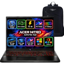 Acer Nitro ANV15-52 Intel Core I7 13620H 16GB 512GB SSD RTX5060 W11 Pro 15.6'' 165HZ Taşınabilir Bilgisayar NH.QZ8EY.003