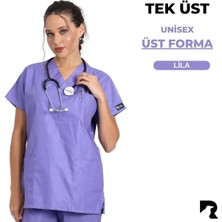 Raven Uniform Unisex Terikoton Doktor Hemşire Forması Medikal Forma Cerrahi Üst Ince Kumaş (Üst)